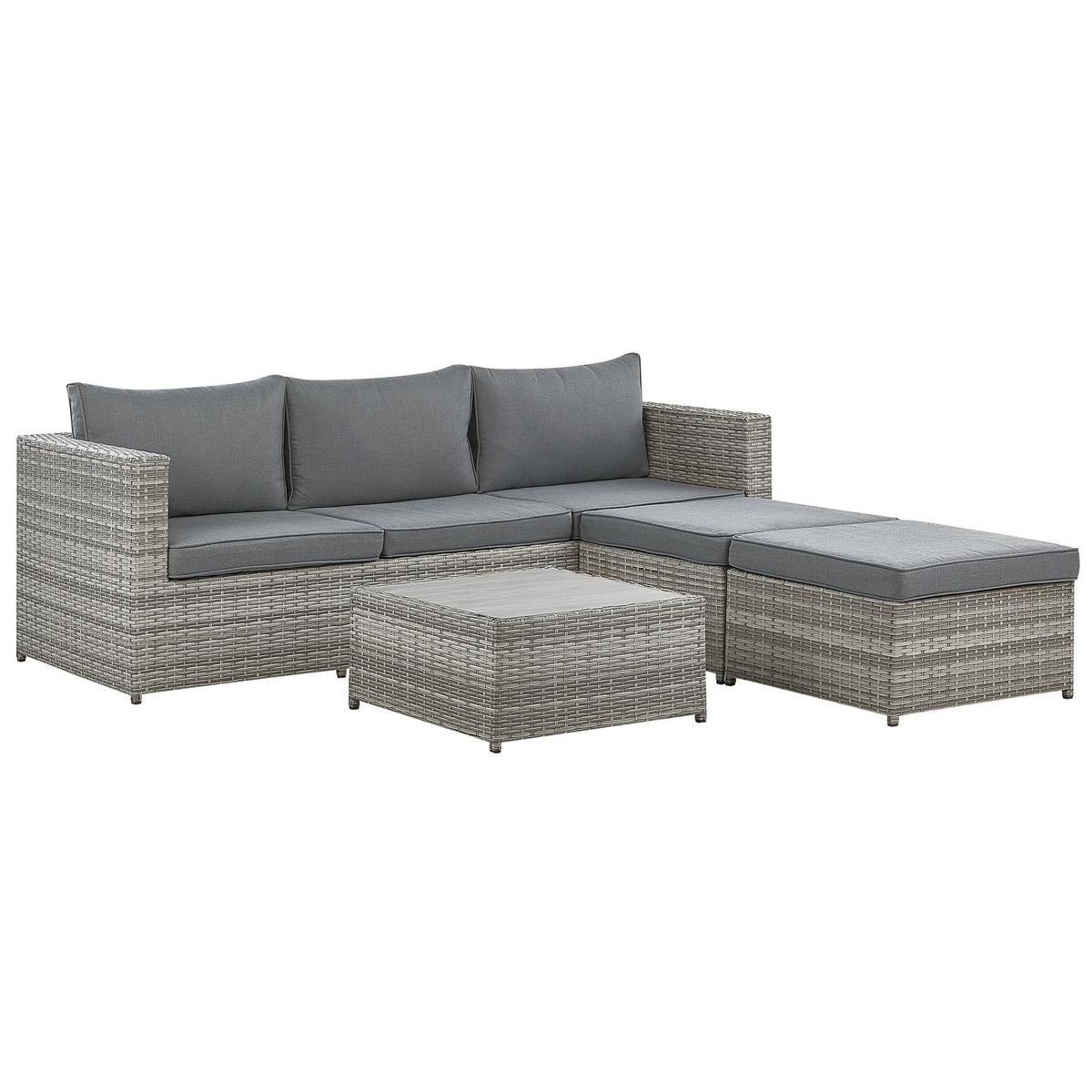 LOUNGE SET 5-Sitzer grau rechtsseitig modular Sabbia - Grau, Kunststoff - Beliani