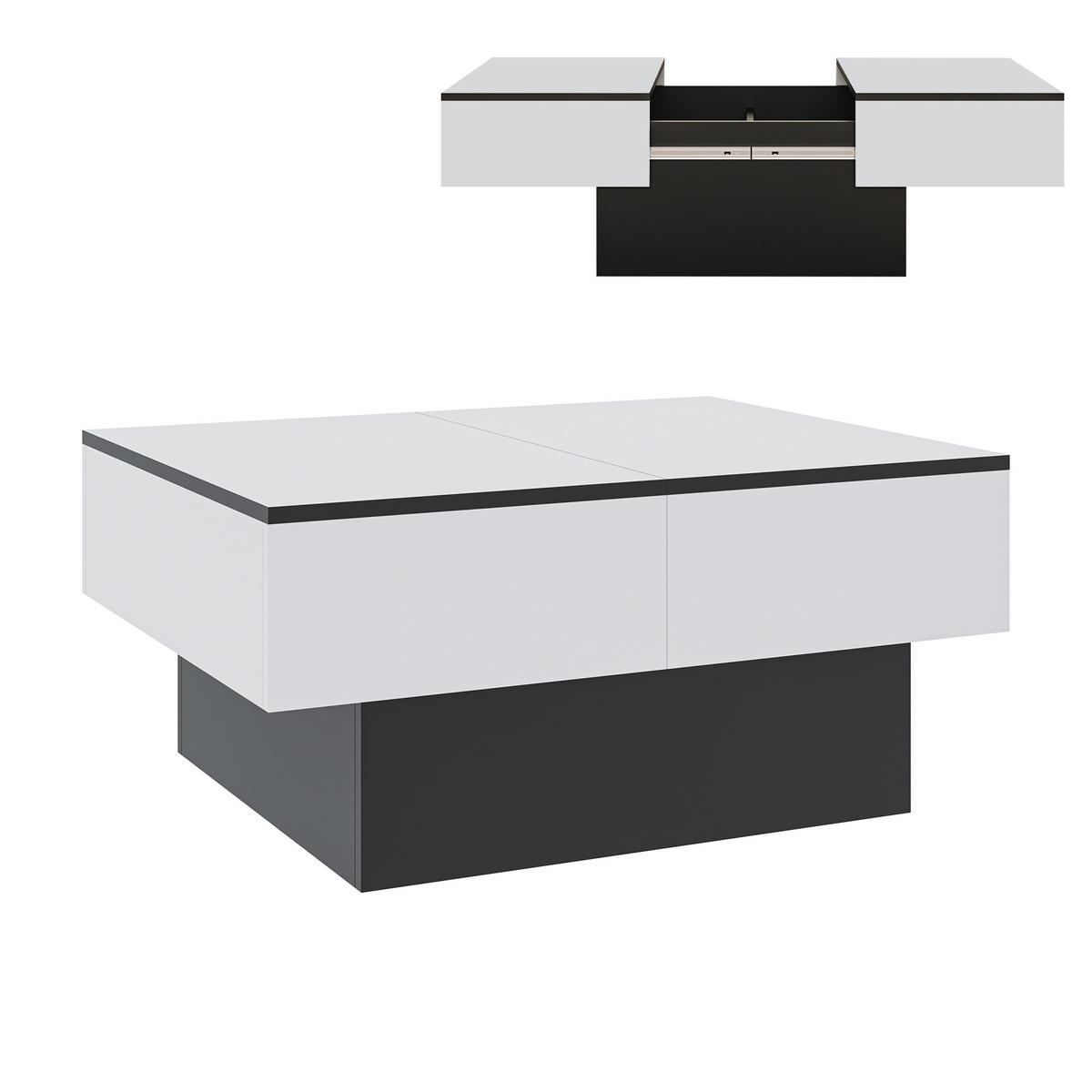 COUCHTISCH Lens 36/80/60 cm - Schwarz/Weiß, Holzwerkstoff (60/80/36cm) - [en.casa]