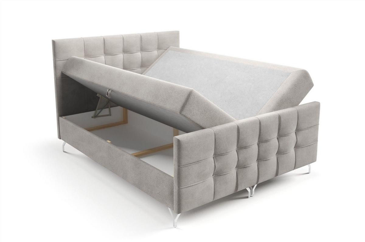 BOXBETT Perla In überlänge - Beige, Holzwerkstoff/Textil (180/220cm) - Fun Möbel