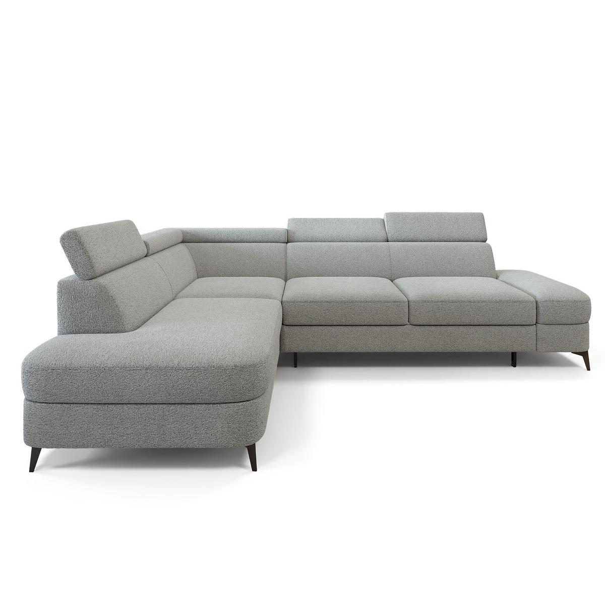 ECKSOFA AVISE Q L-S Hellgrau Boucle-Stoff mit Schlaffunktion - Hellgrau, Holzwerkstoff/Textil (268/195cm) - MASSENO