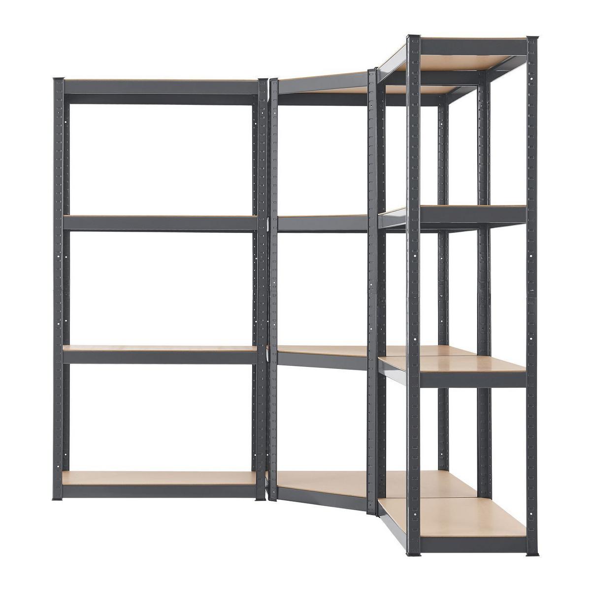 REGALSYSTEM Easy grau insgesamt 12 Böden (3er-Set) - Grau, Metall (155/160/155cm) - Juskys