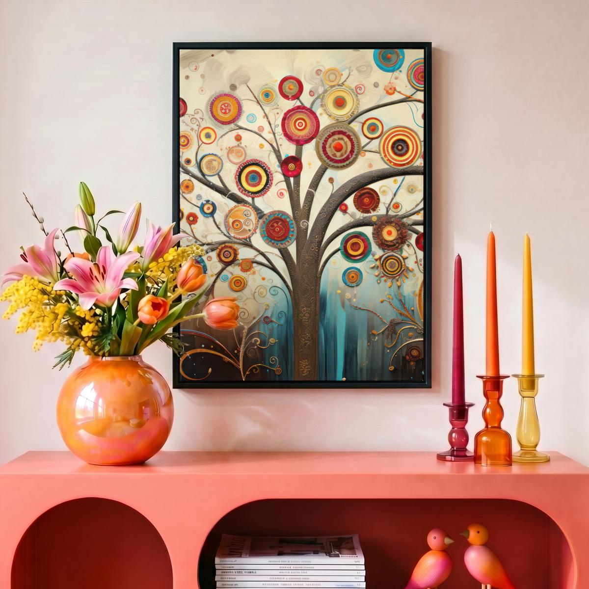 LEINWAND Bilder mit Rahmen - Baum - Baum des Lebens - Farbe - 30x40 - Braun, Textil (30/40cm) - MuchoWow