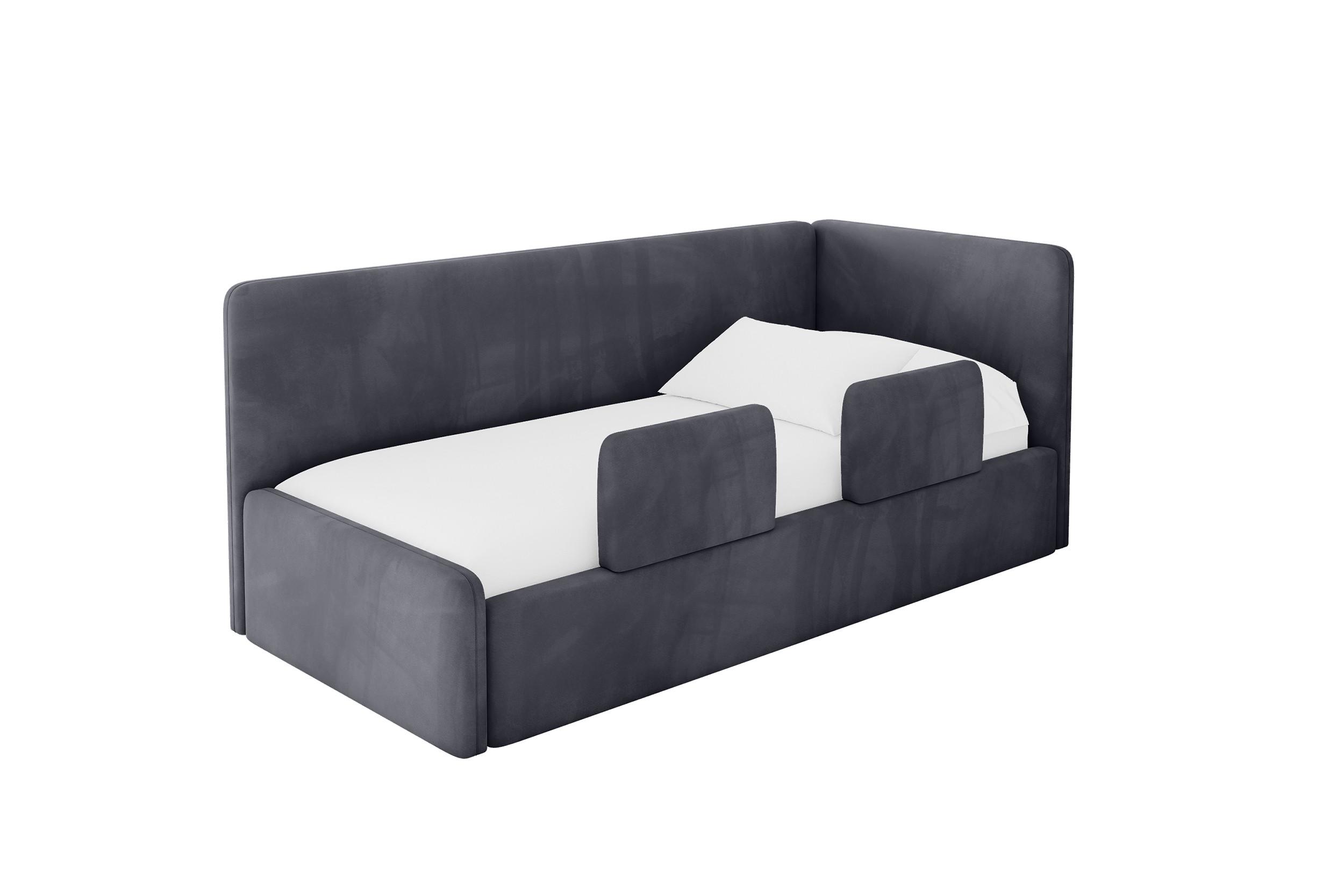 EINZELLBETT Jugendbett mit Bettkasten und Matratze H3/H4, Links - NORY 100x200 Dunkelgrau - Dunkelgrau, Holzwerkstoff/Textil (100/200cm) - ALTDECOR