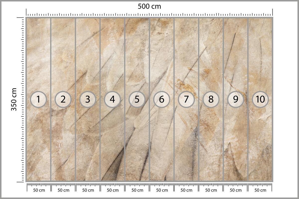 FOTOTAPETE Vogelflügel Beton Retro Stil 500x350 - Beige/Braun, Papier (500/350cm) - Muralo