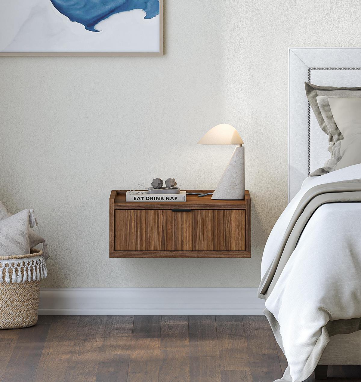 NACHTTISCH Nordiva 1S Warmia Walnut 40/21/35 cm – Hängend - Walnussfarben/Schwarz, Holzwerkstoff/Metall (40/21.5/35cm) - AX Living