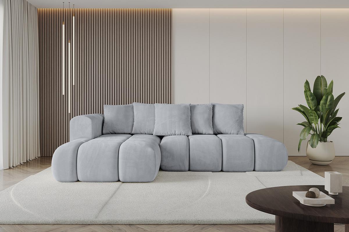 ECKSOFA Ottomane Links CLOUD-L-v1 280x185x90 Hellgrau Velours - Hellgrau, Holzwerkstoff/Kunststoff (180/289cm) - ALTDECOR