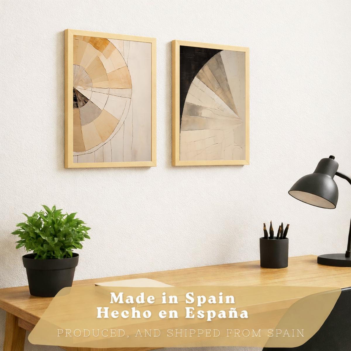 POSTER Set of 2 Abstract Wall Art Prints Modern Living Room Bedroom Kitchen Bathroom Decor Leichter Holzrahmen A4 - Beige, Papier (29.7/1/21cm) - Nacnic