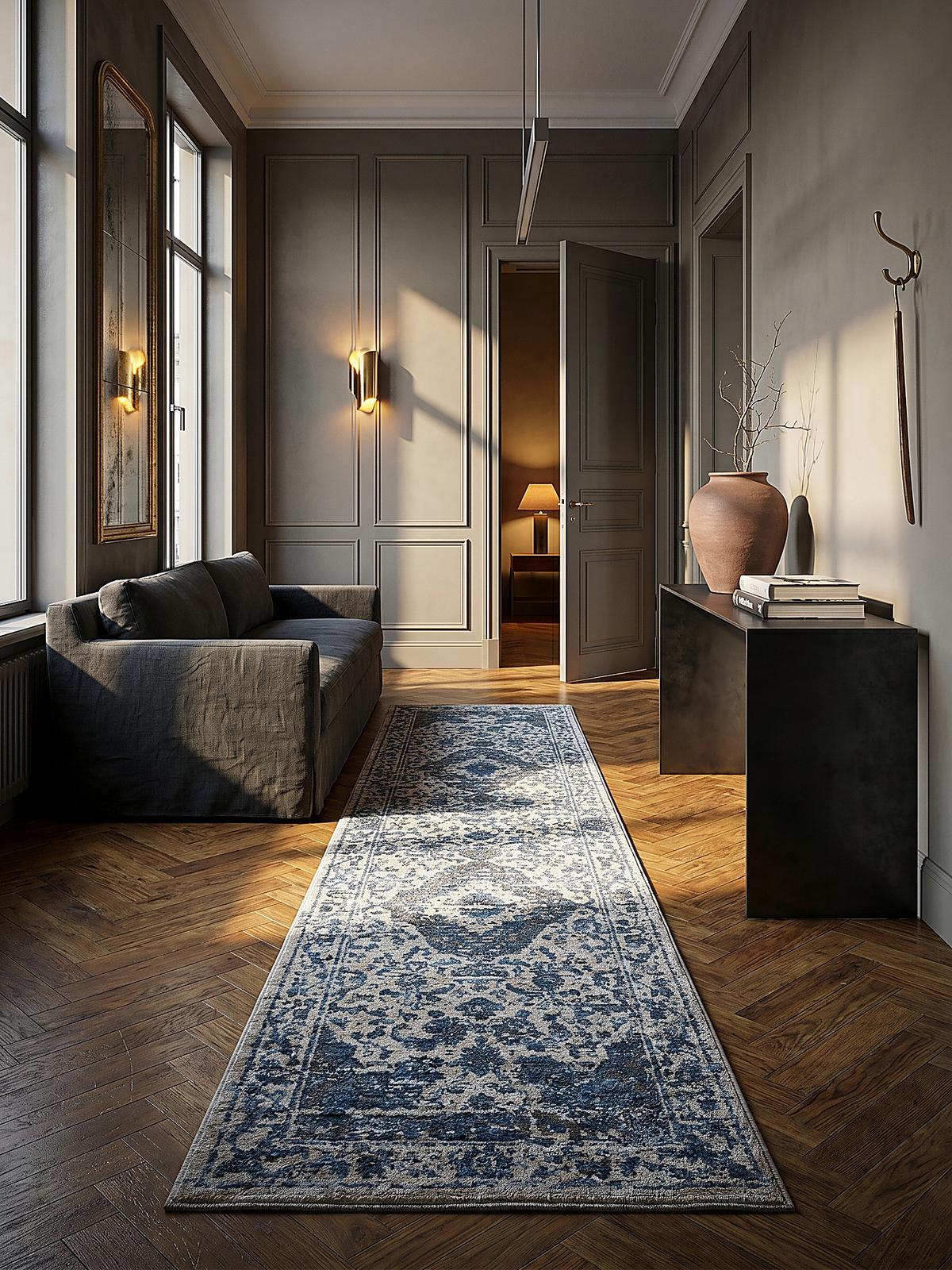 TEPPICH ADUR, orientalisch mit Medaillon, Blau, 60 x 230 cm - Blau, Textil (230/60cm) - KADIMA DESIGN