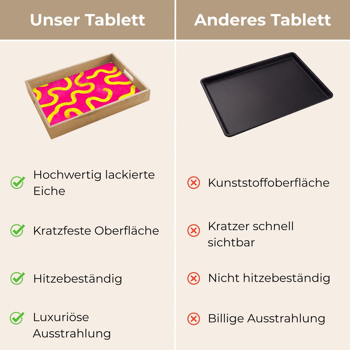 TABLETT Linie - Gelb - Abstrakt 40x30 cm - Pink, Holz (40/5/5cm) - OnlyWow