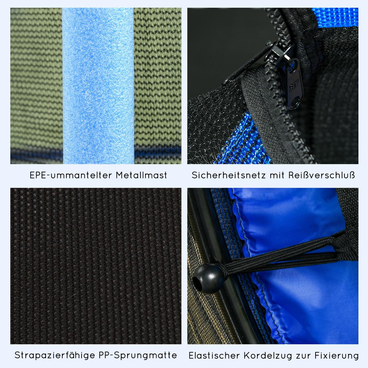 KINDERTRAMPOLIN - Blau, Kunststoff/Metall (163/163cm) - HOMCOM