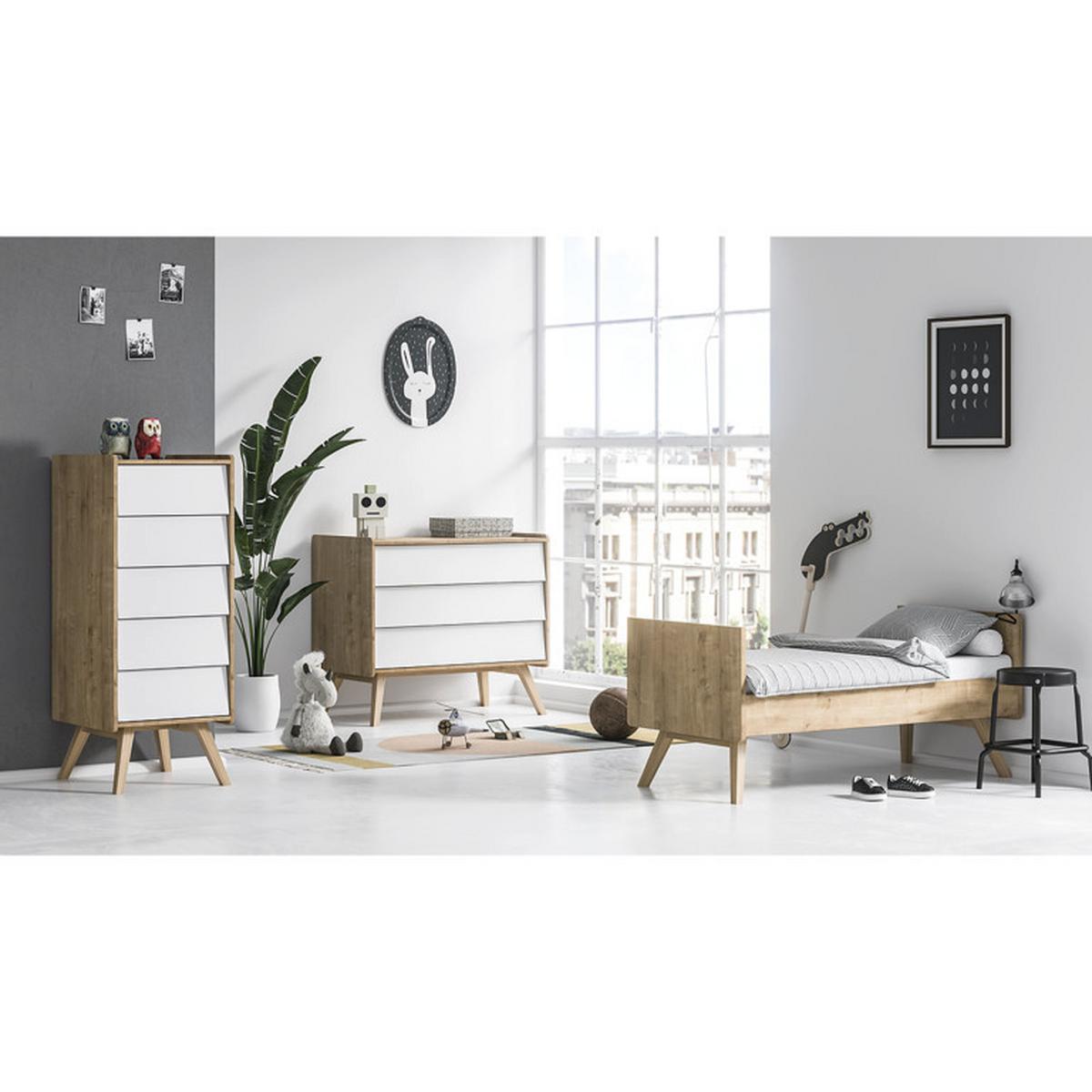 BABYZIMMER 3-teilig Eiche und Weiß - Weiß, Holzwerkstoff (145/103/75cm) - Petits-meubles