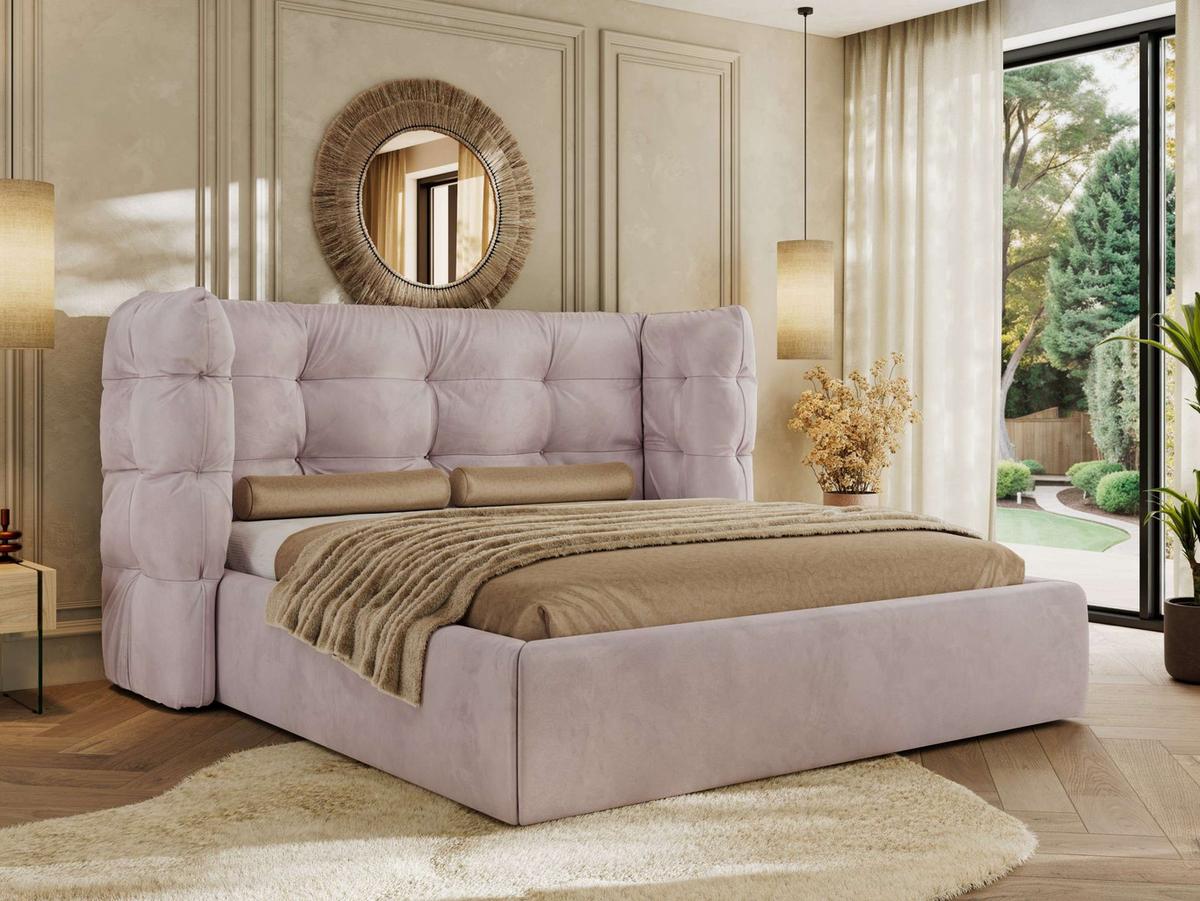 POLSTERBETT FLONELLE CLASSIC 160/200 - Hellrosa Velvet - Multipocket-Matratze - Hellrosa, Textil (160/200cm) - MKS