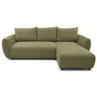 ECKSCHLAFSOFA Zordo OLIVGRÜNER CHENILLE RECHTS MIT ZWEI BETTKÄSTEN - Schwarz/Olivgrün, Kunststoff/Textil (170/256cm) - Selsey