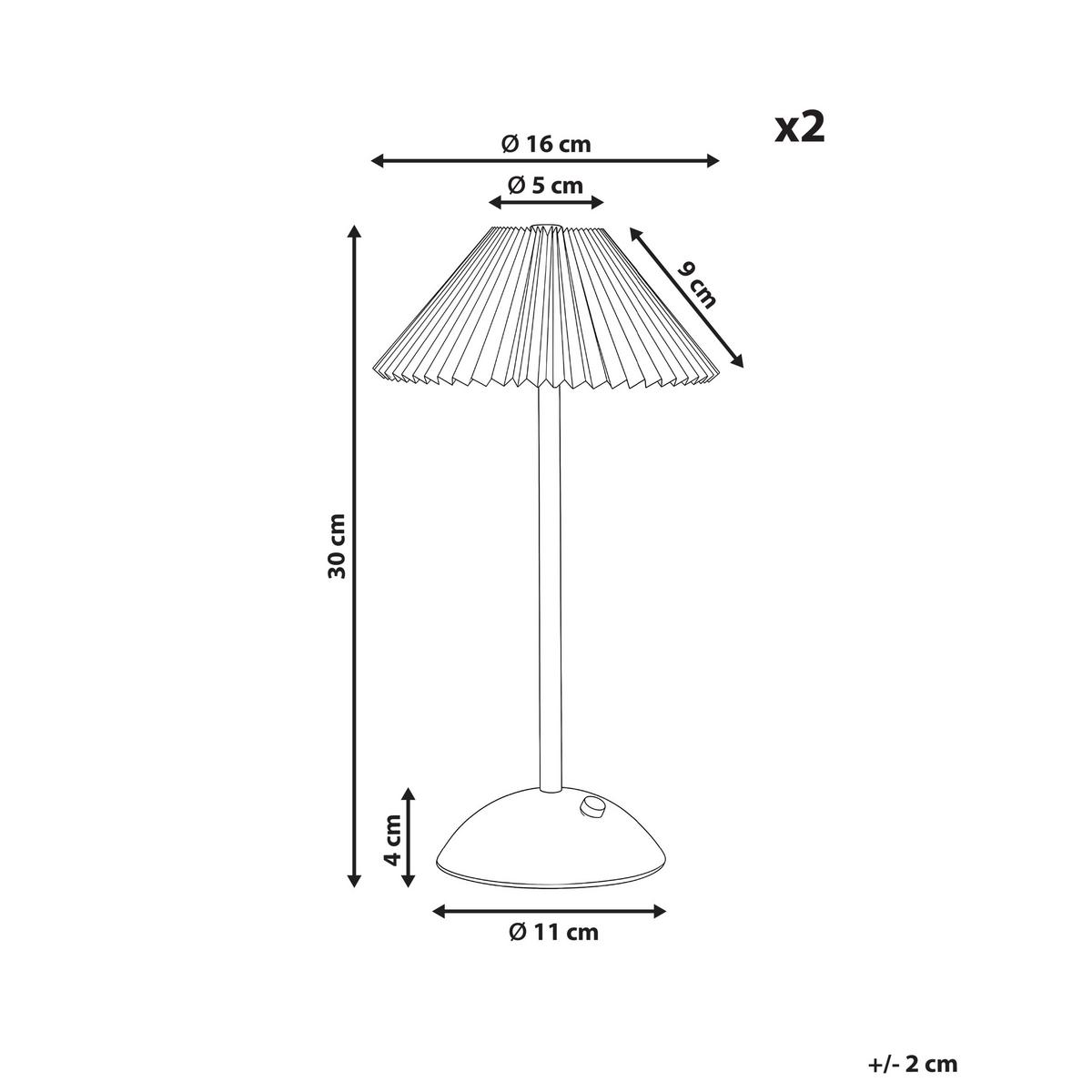 KABELLOSE LED Tischlampe 2er Set mit Dimmer Metall Gold Ruba - Goldfarben/Weiß, Metall (16/16/30cm) - Beliani