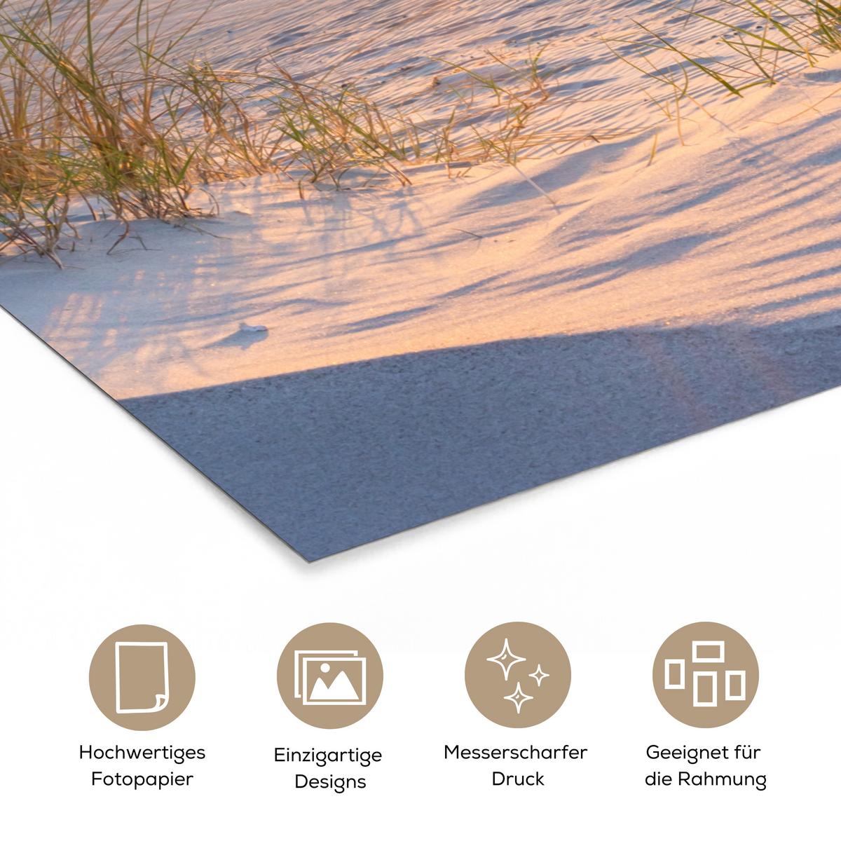 POSTER Strand - Sonne - Düne - Gras - Sand - Horizont 20x30 cm - Hellblau, Papier (20/30/0.1cm) - MuchoWow