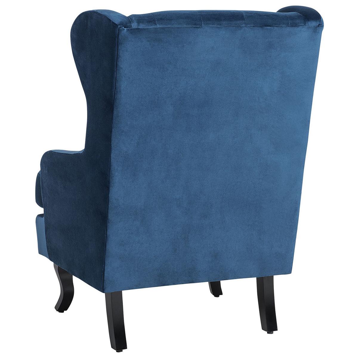 SESSEL Samtstoff dunkelblau Alta - Blau/Schwarz, Textil (72/102/85cm) - Beliani