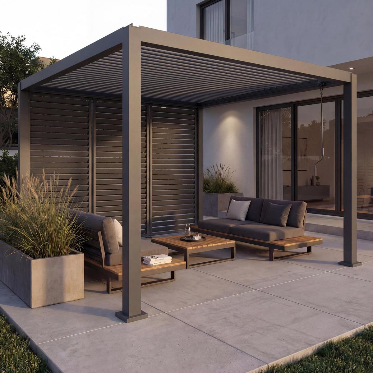LAMELLENWAND FÜR PERGOLA Anthrazit - Anthrazit, Metall (90/220/6cm) - MCW