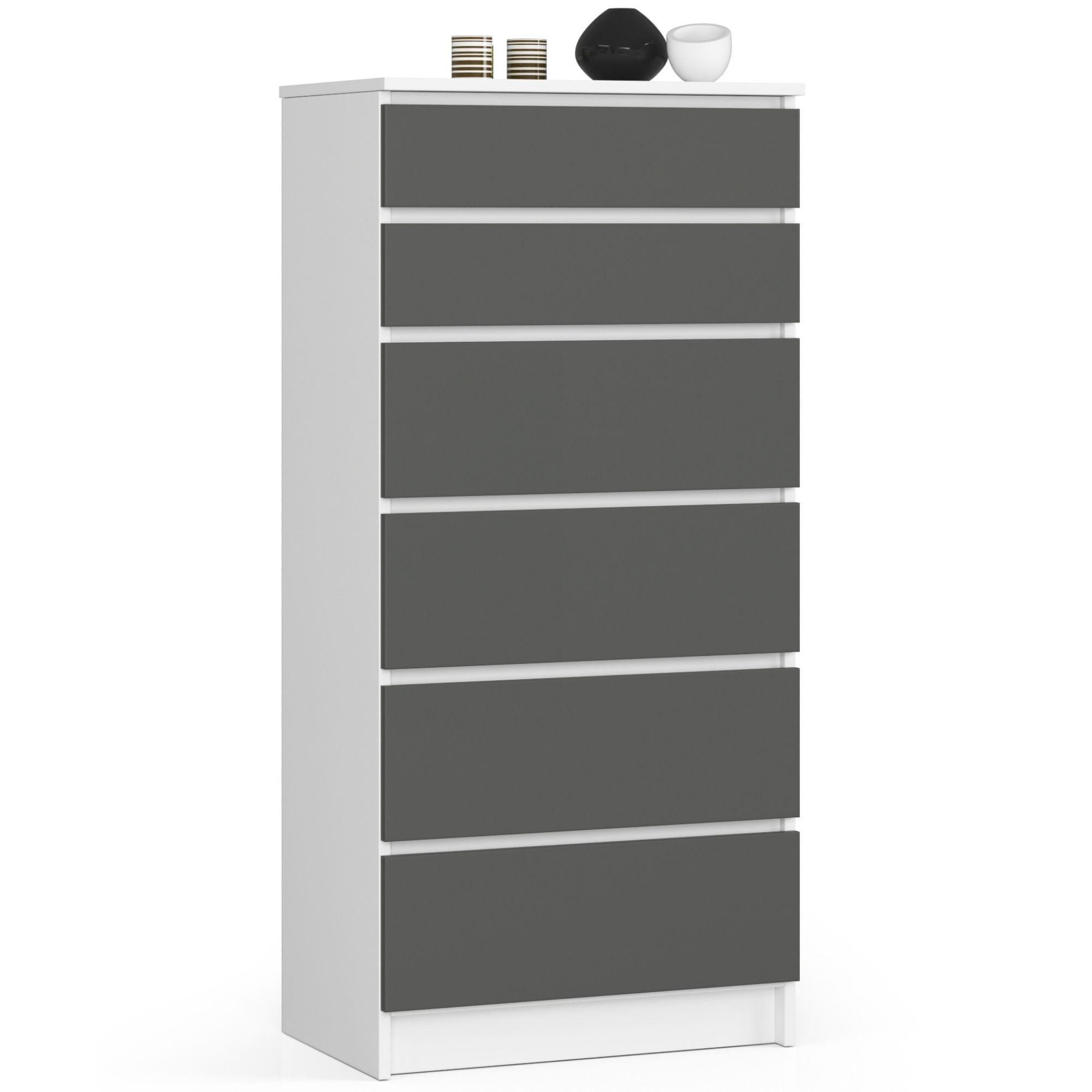 KOMMODE Weiß, Graphit Grau 130/60/40 - Weiß, Holzwerkstoff (60/130/40cm) - RAUMHIRSCH FURNITURE