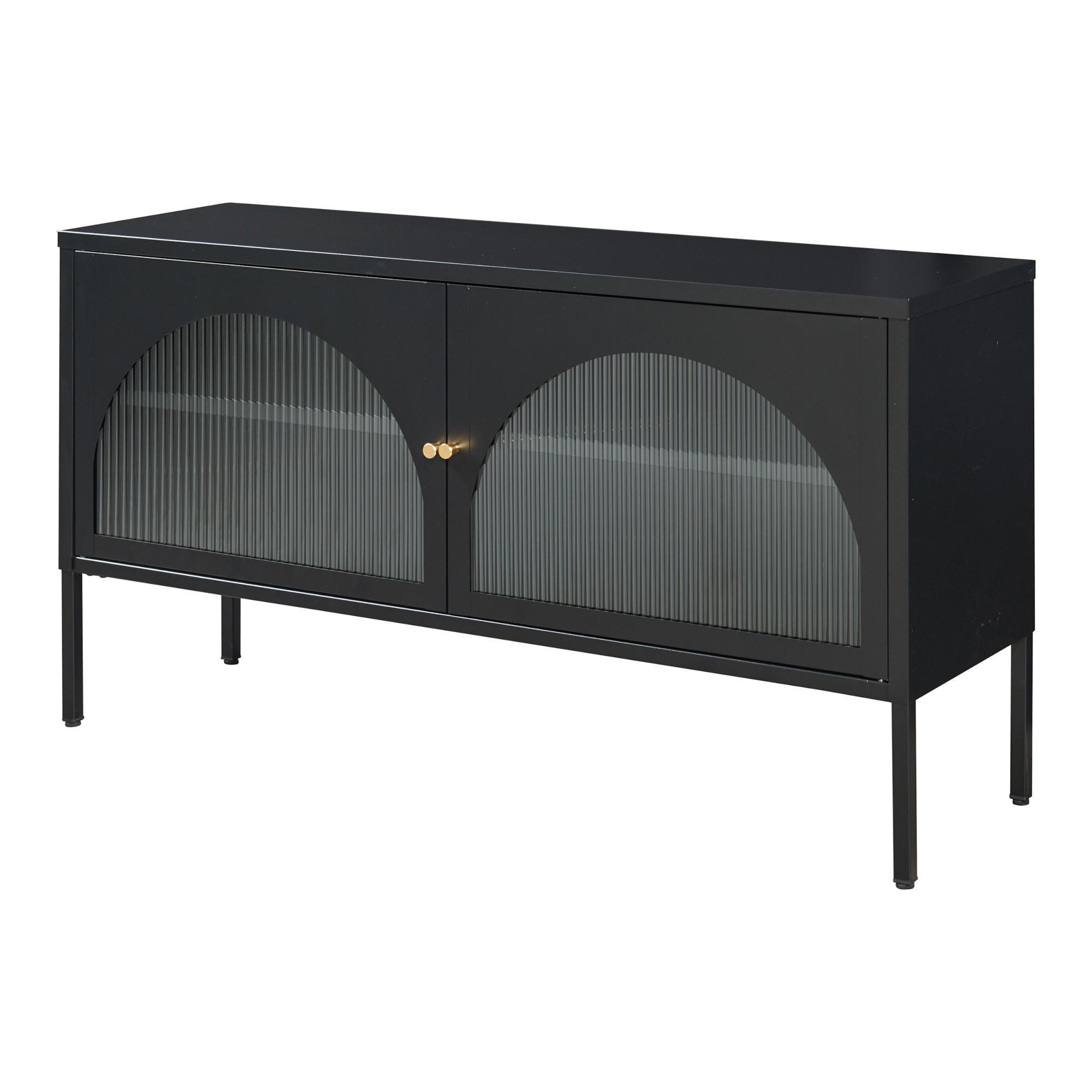 FERNSEHSCHRANK Karlskrona - Schwarz, Glas/Metall (115/64/35cm) - [en.casa]