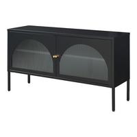 FERNSEHSCHRANK Karlskrona - Schwarz, Glas/Metall (115/64/35cm) - [en.casa]