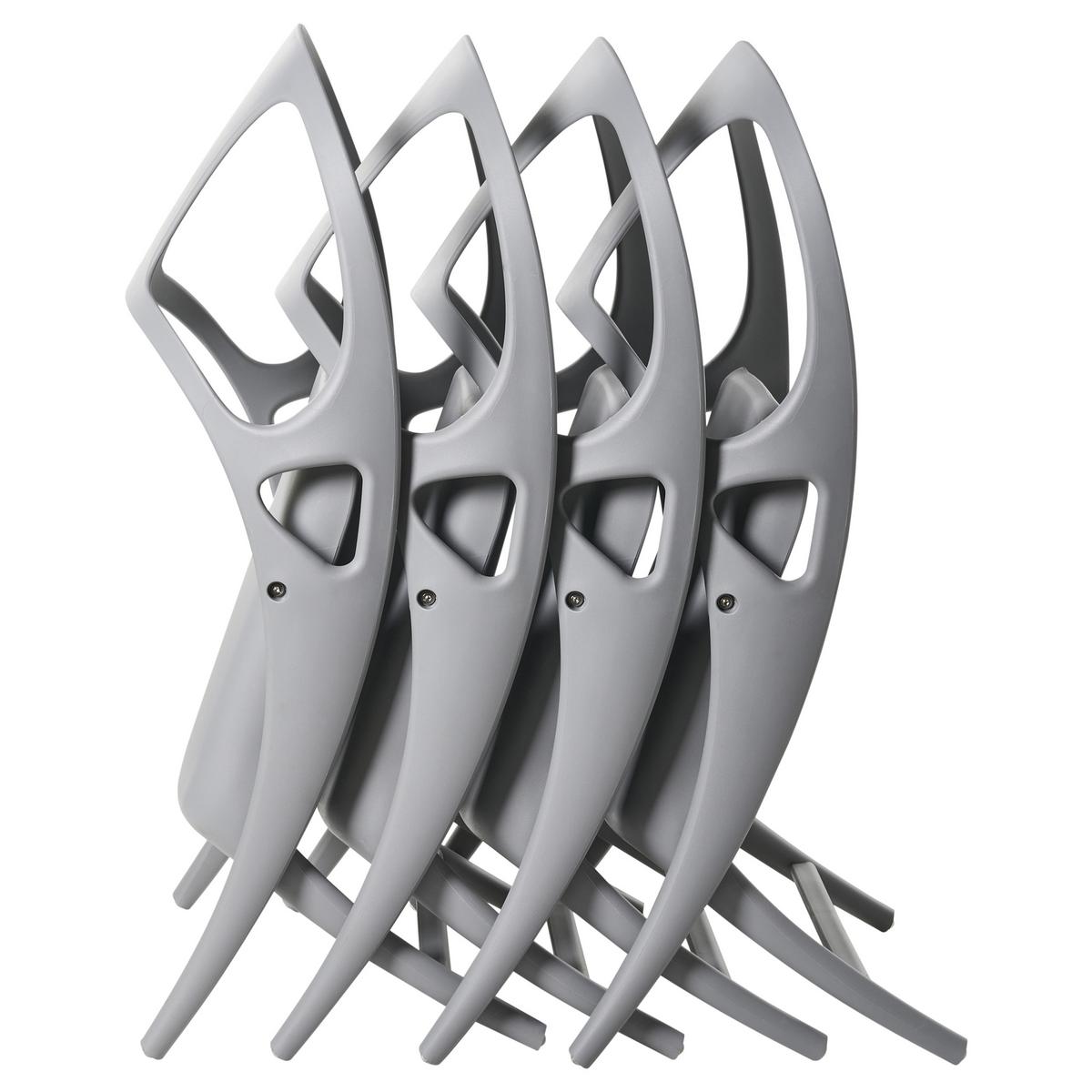 GARTENSTUHL 4er-Set Grau Nemi - Grau, Kunststoff (59/80/53cm) - Beliani