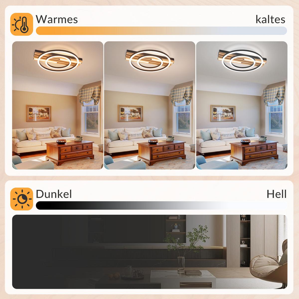 LED DECKENLEUCHTE Qlenli 38/32/6.8 cm - Schwarz, Holz/Metall (38/32/6.8cm) - ZMH