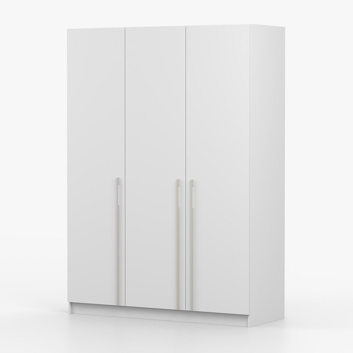 DREHTÜRENSCHRANK ROSA 3D 150/210/55, 3-türig, weiß - Kaschmir/Weiß, Holzwerkstoff (150/210/55cm) - imoebel24