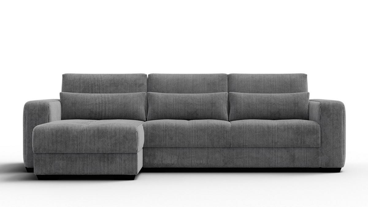 ECKSOFA OLI 4-Sitzer links, dunkelgrau - Dunkelgrau, Holz/Textil (295/172cm) - Wozimo