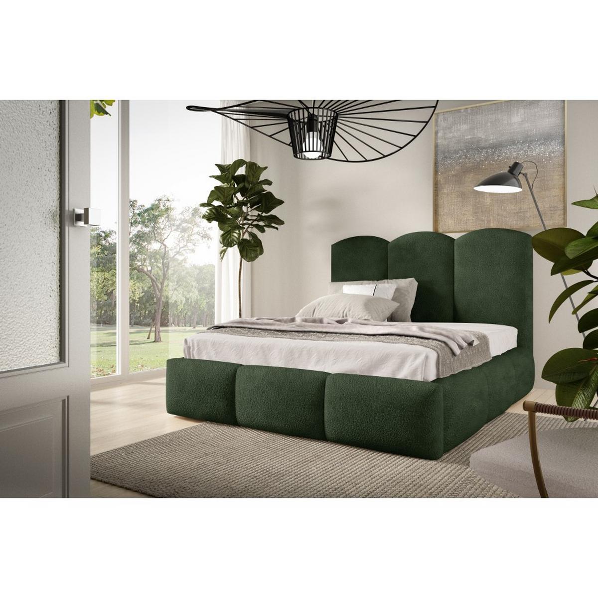 POLSTERBETT Bero, 200x200, Bouclé-Stoff, Dunkelgrün - Dunkelgrün, Textil (200/200cm) - Beautysofa
