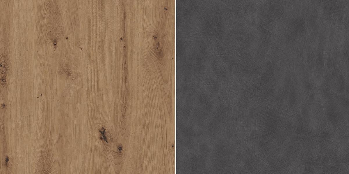 HOCHSCHRANK Eiche Artisan, grau 53 x 196 cm, Badschrank mit 6 Fächern und Vollauszug - Eichefarben/Schwarz, Holzwerkstoff/Kunststoff (53/196/35cm) - Top.Furn