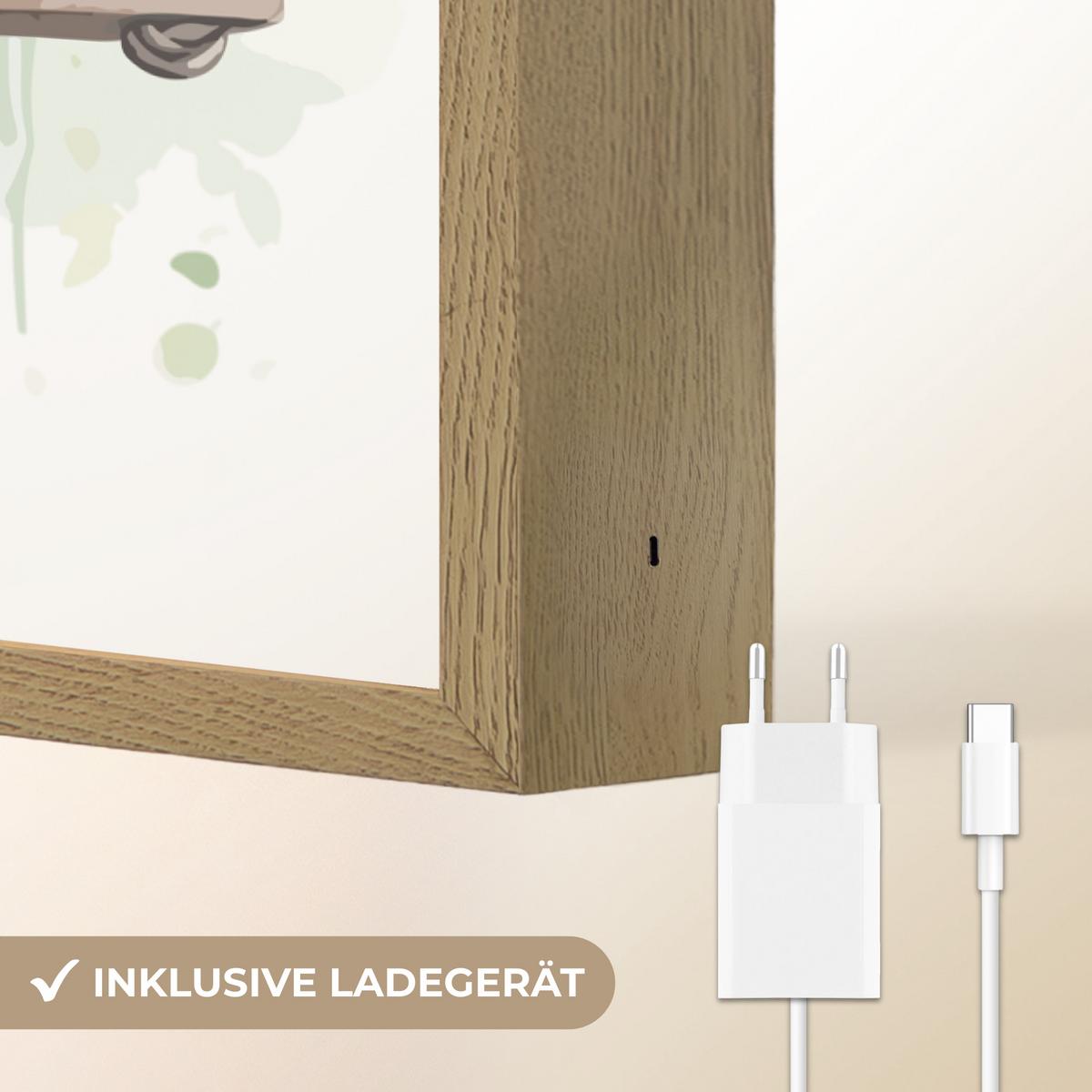 NACHTTISCHLAMPE MIT AKKU Löwe - Tier - Kinder - Dschungel 60x90 cm - Weiß, Holzwerkstoff (8/60/90cm) - OnlyWow