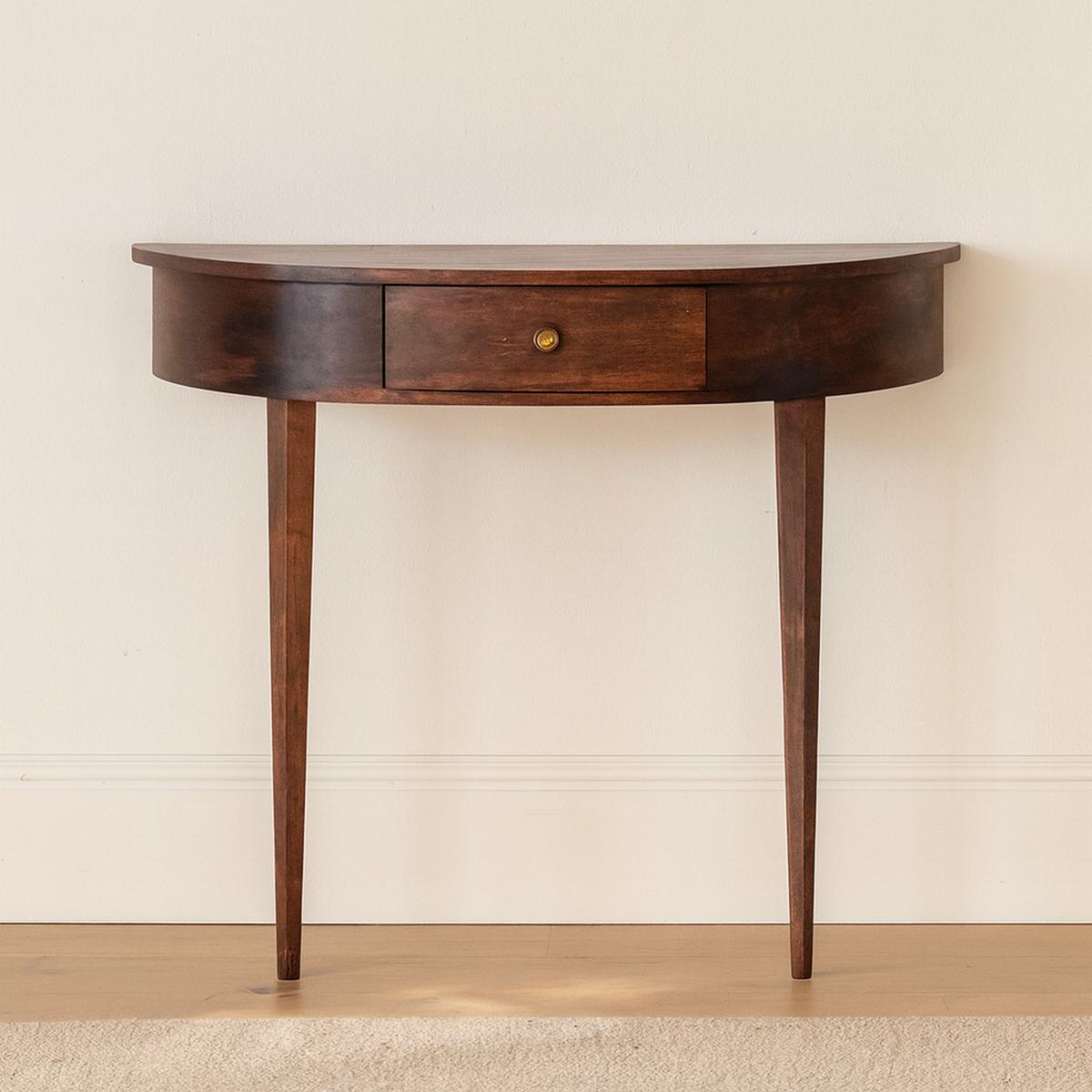 KONSOLE Rückwandfrei Montiert Kastanie, 1 Schublade, Dunkelbraun - Dunkelbraun/Messingfarben, Mangoholz/Holz (32/80/80cm) - Artisan Furniture