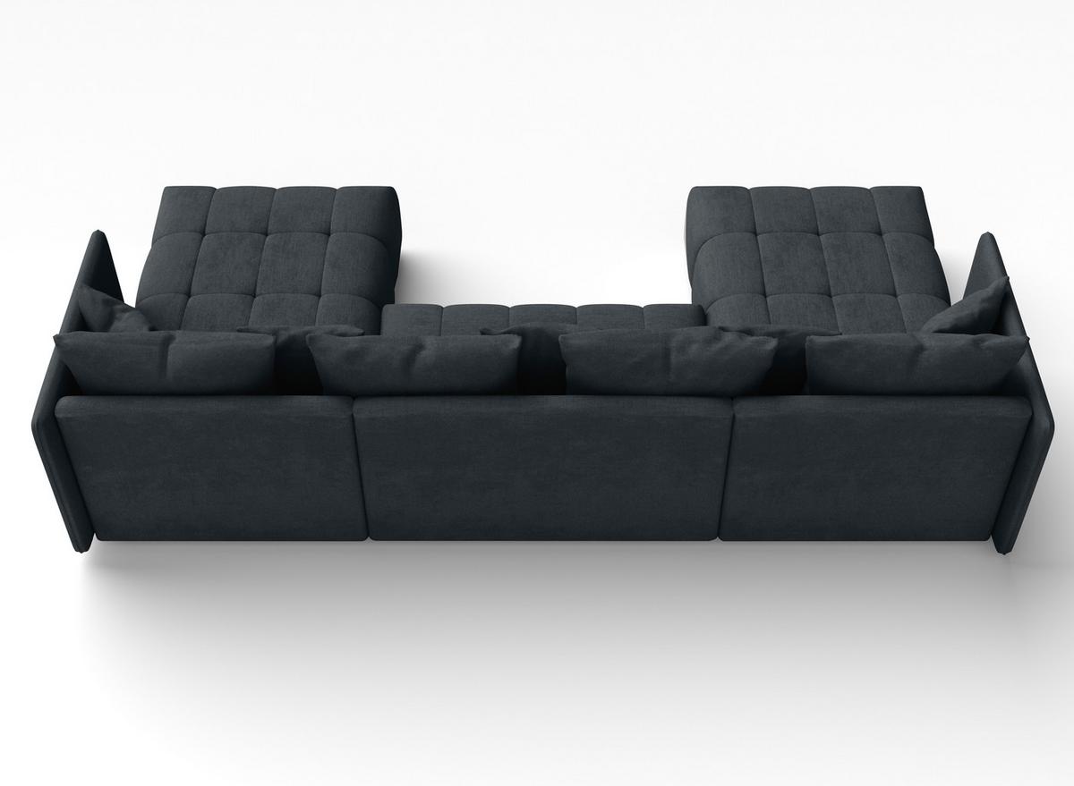 WOHNLANDSCHAFT Mersino Grau 353/180/83 cm – Wohnlandschaft fürs Wohnzimmer - Schwarz/Grau, Kunststoff/Textil (353/83/180cm) - AX Living