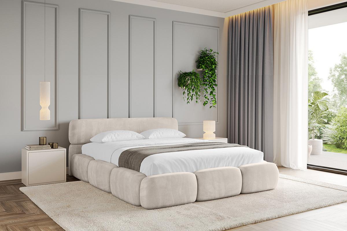 POLSTERBETT mit Bettkasten und Lattenrost, Boxbett ohne Matratze - ELVA-v1 180x200 Beige - Beige, Holzwerkstoff/Textil (180/200cm) - ALTDECOR