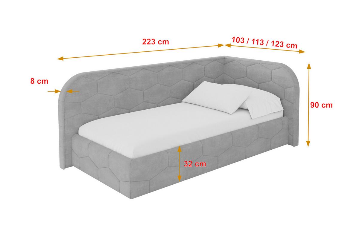 EINZELLBETT Jugendbett mit Bettkasten, Links - JAXY 100x200 Grau - Hellgrau, Holzwerkstoff/Textil (100/200cm) - ALTDECOR