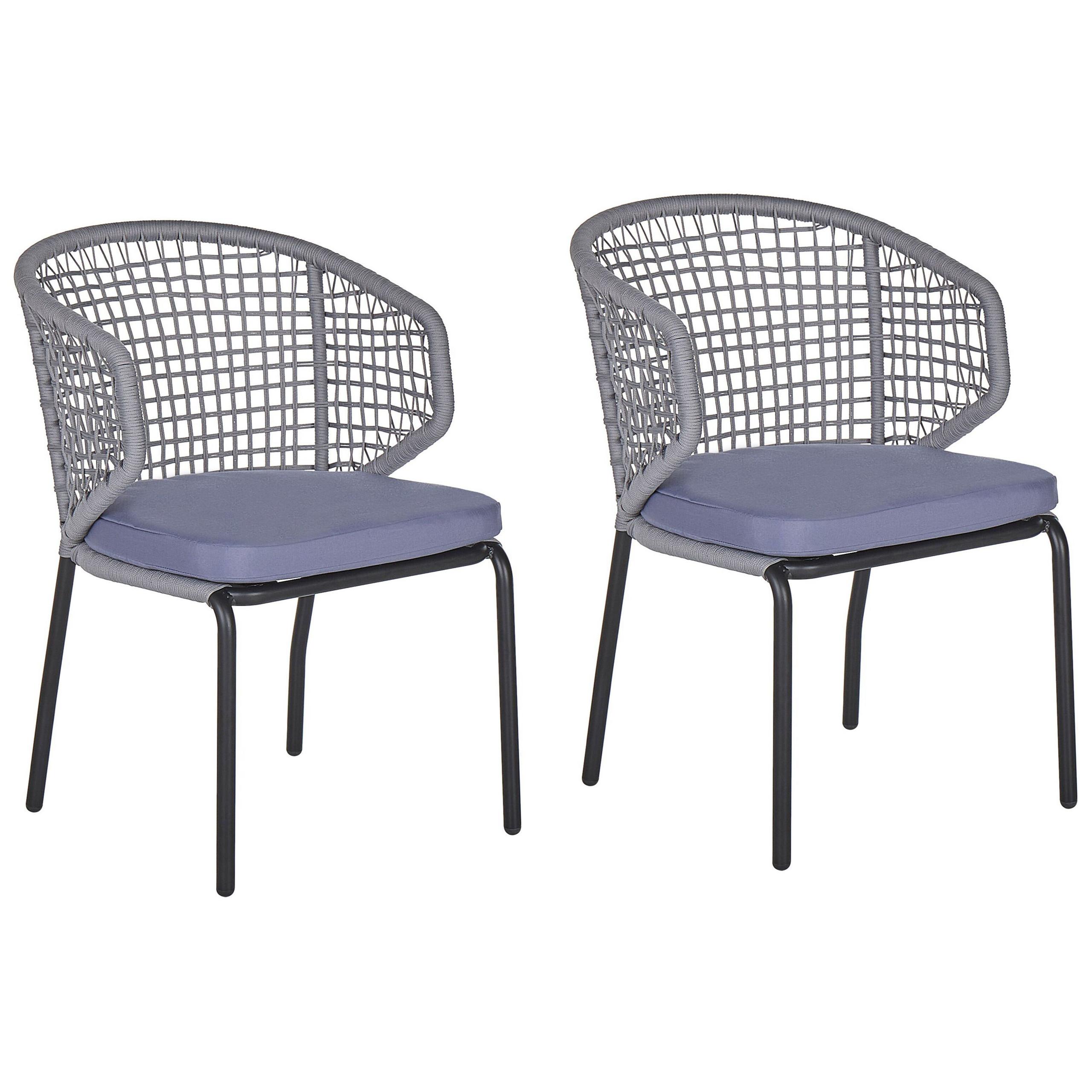 GARTENSTUHL 2er-Set Aluminium schwarz/grau Palmi - Schwarz/Grau, Metall (50/81/50cm) - Beliani