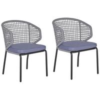 GARTENSTUHL 2er-Set Aluminium schwarz/grau Palmi - Schwarz/Grau, Metall (50/81/50cm) - Beliani