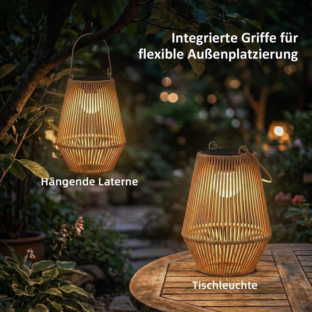 RATTAN-LAMPE 2ER-SET Braun - Braun, Kunststoff (16/16/21cm) - Outsunny