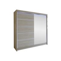 SCHWEBETÜRENSCHRANK Talin III, mit RGB LED Beleuchtung - Silberfarben/Sonoma Eiche, Holzwerkstoff/Metall (180/215/58cm) - MIRJAN24