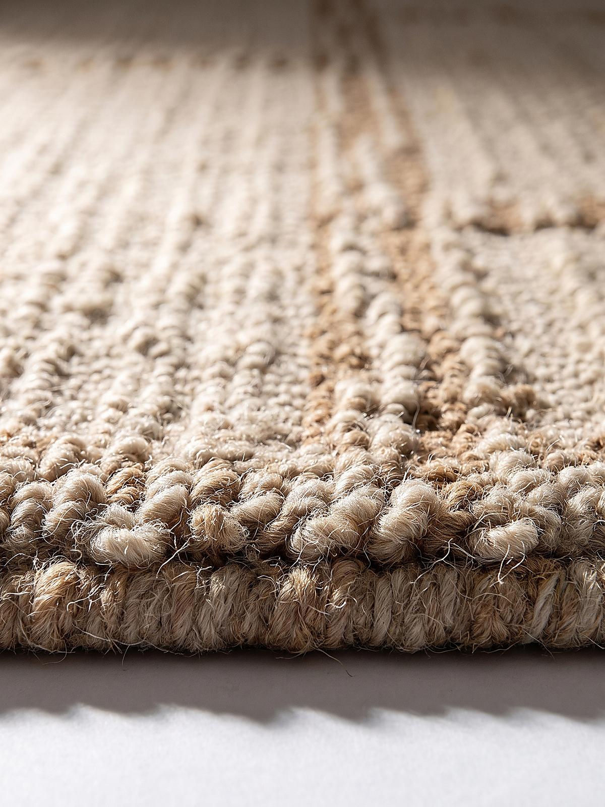 WOLLTEPPICH handgetuftet GANNEL, Blockdesign, Natur, Ø 160 cm - Beige, Textil (160/160cm) - KADIMA DESIGN