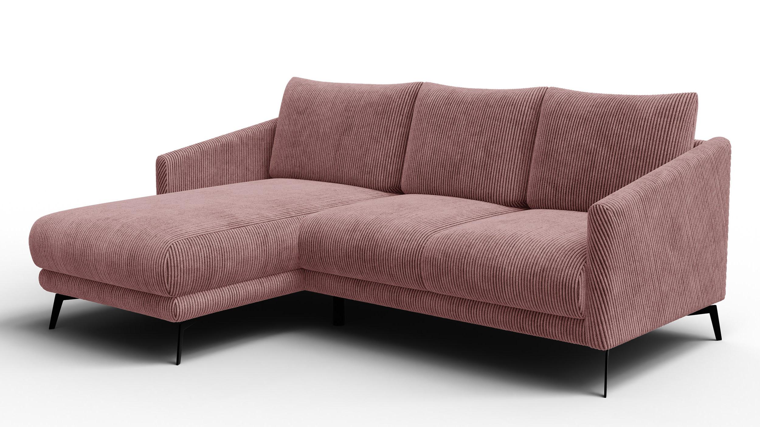 ECKSOFA VILT 3-Sitzer, altrosa - Altrosa/Schwarz, Holzwerkstoff/Textil (221/156cm) - Wozimo