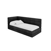 EINZELLBETT Jugendbett mit Bettkasten, Rechts - BEMY 100x200 Schwarz - Anthrazit, Holzwerkstoff/Textil (100/200cm) - ALTDECOR