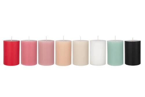 Stumpenkerze Stripes vers. Farben
