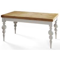 RECHTECKIGER Esszimmertisch LENA, ausziehbarer Tisch, Größe: 120-160X80X78,5 cm, Wohnzimmertisch Farbe: LANCELOT, mit Tischbeinen in Farbe Weiß - Beige/Weiß, Holzwerkstoff (120/80/79cm) - Alpi-Möbel