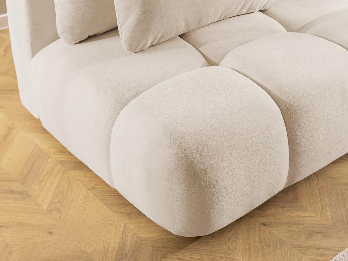 SCHLAFSOFA Belluno aus hochwertigem Beige Plüschstoff mit Bettkasten und tiefen Steppungen in Bubble-Optik - Beige/Schwarz, Holz/Kunststoff (205/87/105cm) - S-Style