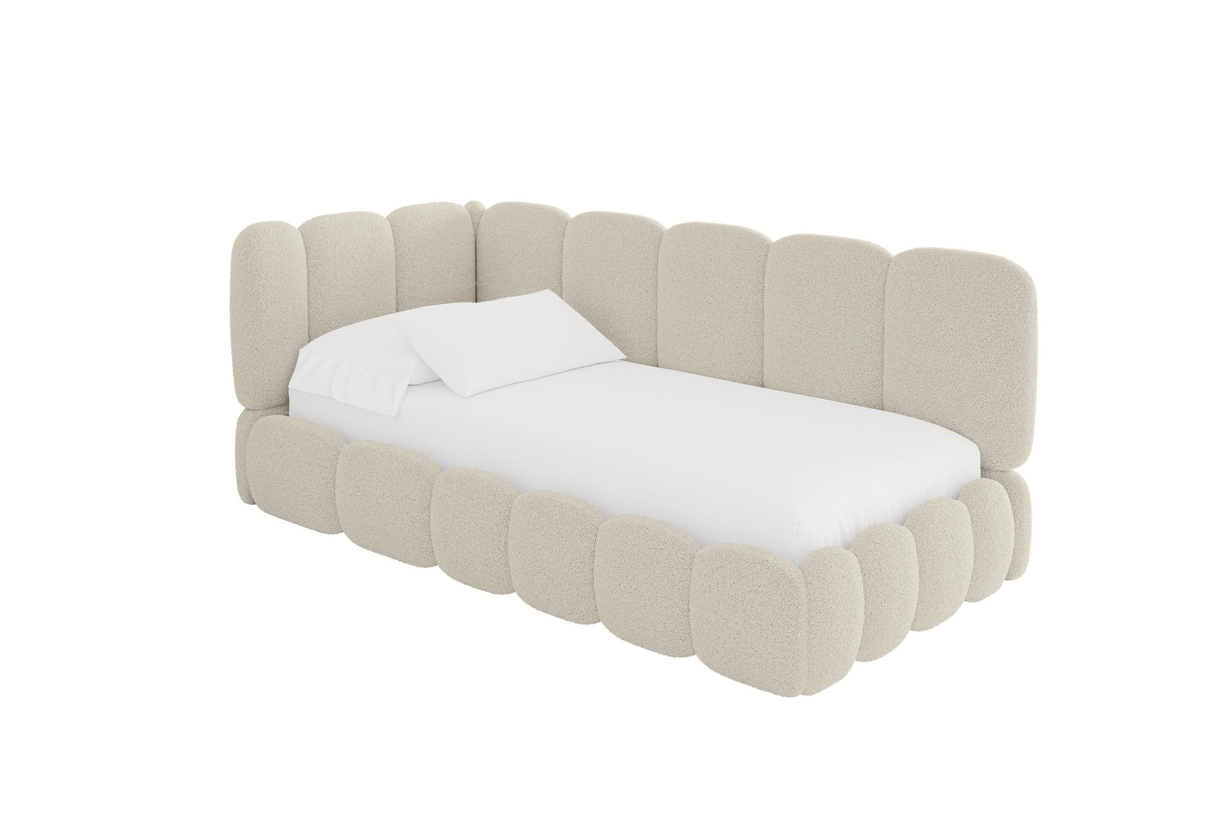 EINZELLBETT Jugendbett mit Bettkasten und Matratze H3/H4, Rechts - AVRY 100x200 Beige - Perlmutt, Holzwerkstoff/Textil (100/200cm) - ALTDECOR