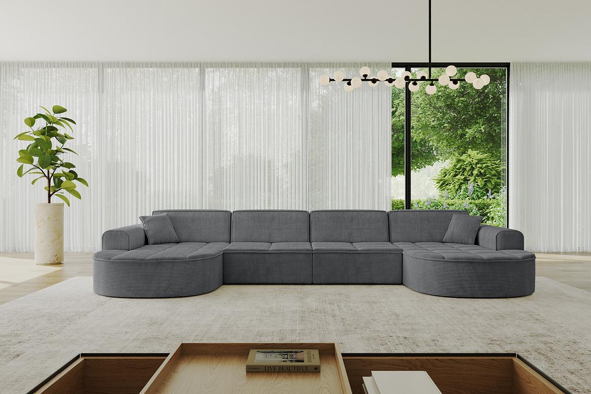 WOHNLANDSCHAFT TARO-U2 - 388x171x79,5 cm Duneklgrau - Dunkelgrau, Holzwerkstoff/Textil (388/79.5/171cm) - ALTDECOR