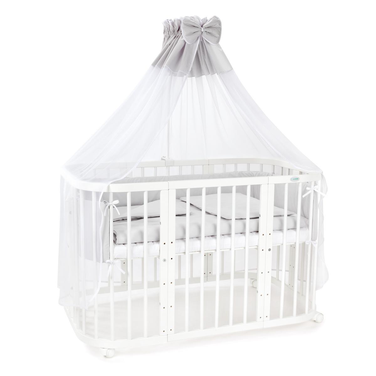 BABYBETT WHITE, 7in1 mit Matratze - Weiß/Grau, Holz (73/123cm) - waldin