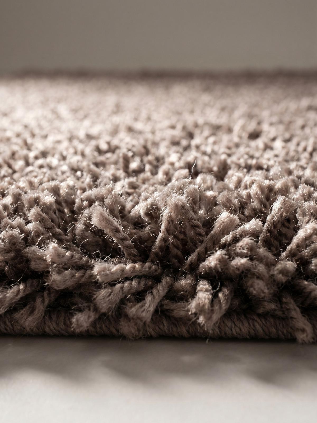 HOCHFLORTEPPICH RHEIN, einfarbig, aus Polypropylen, Taupe, Ø 160 cm - Braun, Textil (160/160cm) - KADIMA DESIGN