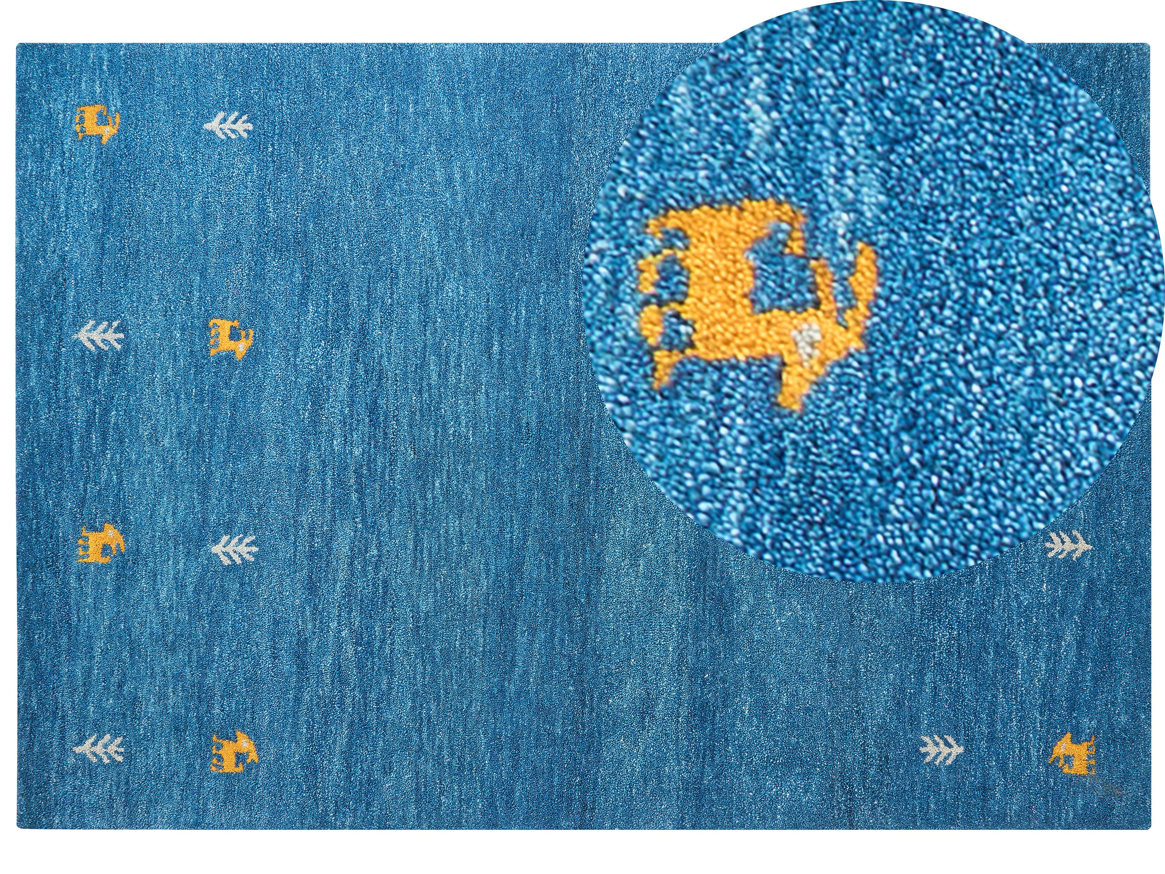 KURZFLOR-GABBEH Calti 230/160 cm - Blau, Textil (160/230cm) - Beliani